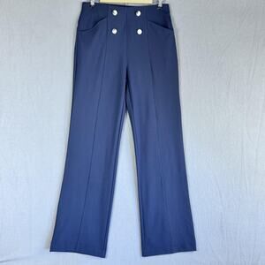 Betabrand Pants Womens Large Navy Sailor High Rise Wide Leg Dress Yoga